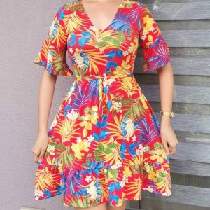 Llia Fashion Floral Mini Belted Square Neck Summer Dresses Collection