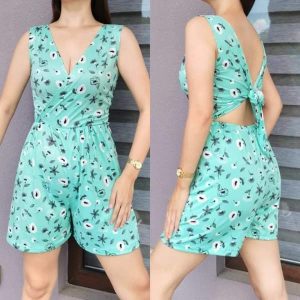 Llia Fashion Solid Knot-tie w/ Cut out Back Romper Summer Dresses Collection
