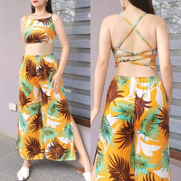 Llia Fashion Summer Dresses 2 Piece Outfits Sexy Criss Cross Backless